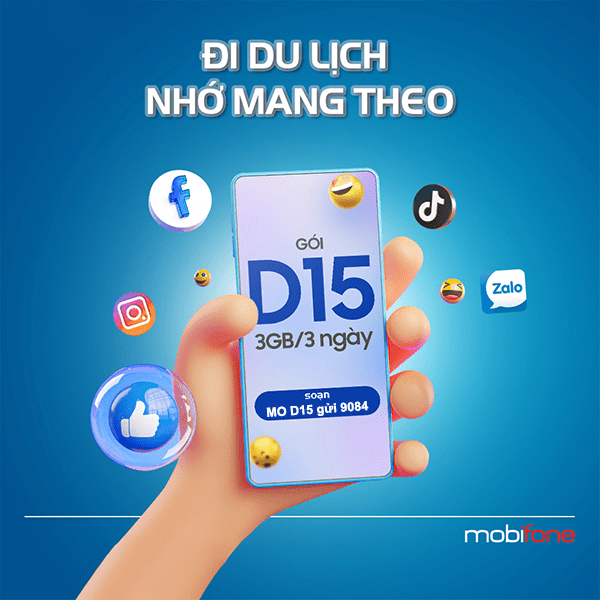 Đăng ký gói D15 Mobifone có ngay 3GB data dùng thả ga 3 ngày