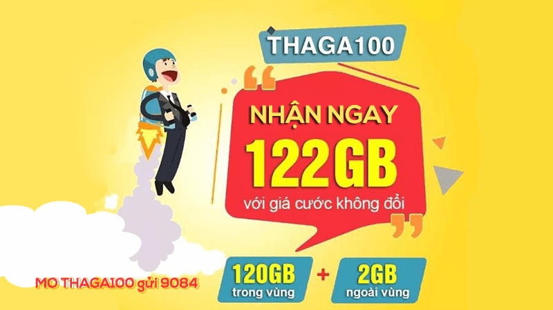 Đăng ký gói THAGA100 Mobifone miễn phí 122GB data truy cập mạng thả ga