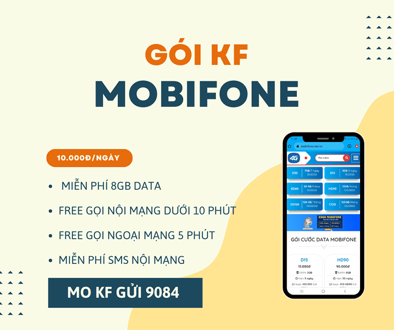 Đăng ký gói KF Mobifone có ngay 8GB data, Free gọi thoại
