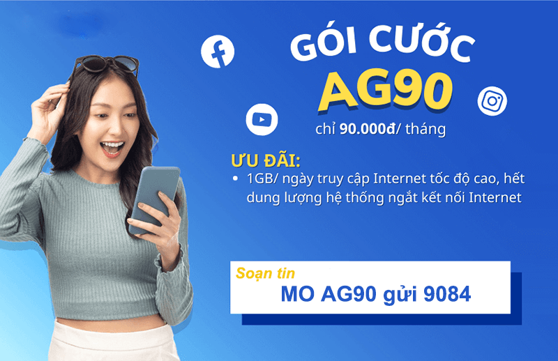 Đăng ký gói cước AG90 Mobifone miễn phí 30GB data 1 tháng 