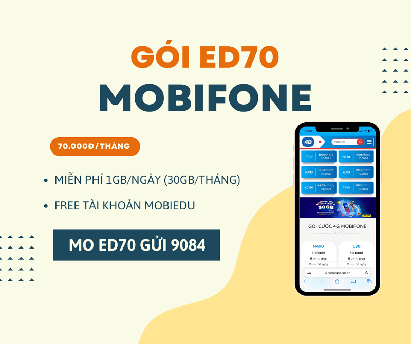 Đăng ký gói ED70 Mobifone có ngay 30GB data, Free dùng MobiEdu