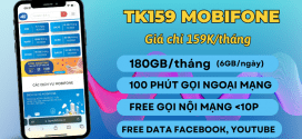 Đăng ký gói TK159 Mobifone ưu đãi 180GB, miễn phí gọi + data dùng MXH